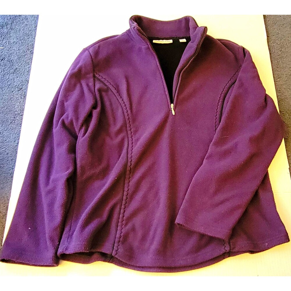 Coldwater Creek Women's Purple 1/4 Zip Fleece Pullover Sweatshirt Mock Neck M